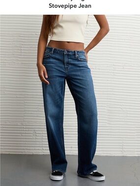 American Eagle Stovepipe Curvy  Straight Leg Blue Denim Jeans
Size 4 long